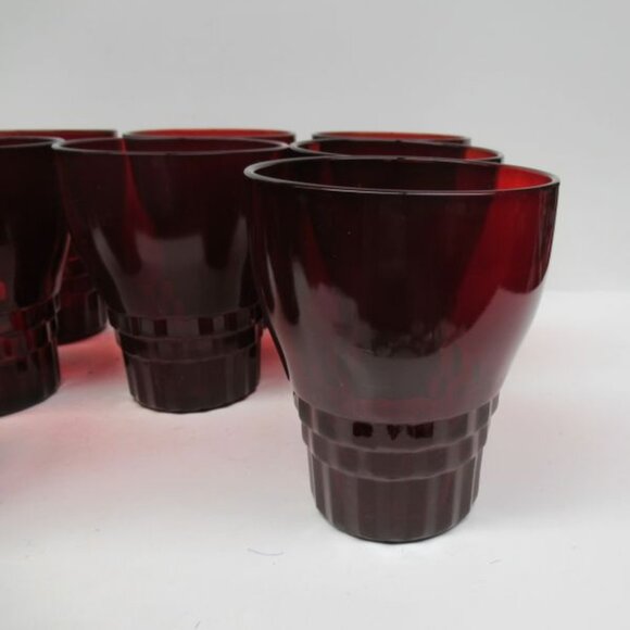 8 - Anchor Hocking Glass Royal Ruby Red GEORGIAN 4 Inch Flat Water Tumblers - Picture 6 of 6